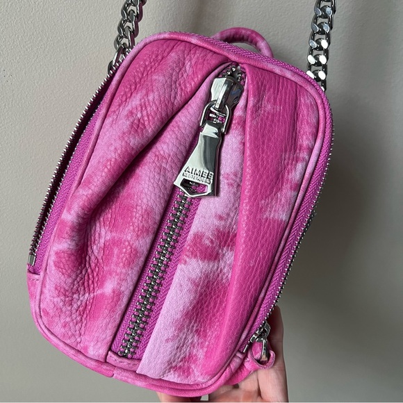 Aimee Kestenberg Tamitha Small Leather Crossbody Bag Pink Tie Dye - Picture 4 of 9